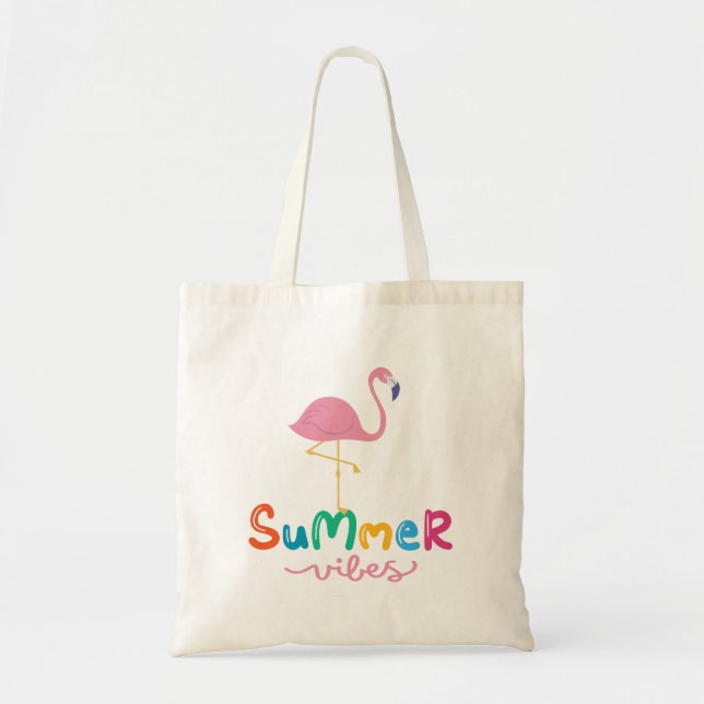 Summer Vibes Flamingo Women's Tote Bag (Front)