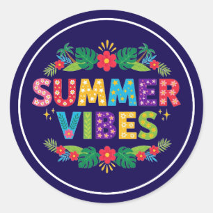 Summer Vibes Floral Design-54504 Hoodie Classic Round Sticker