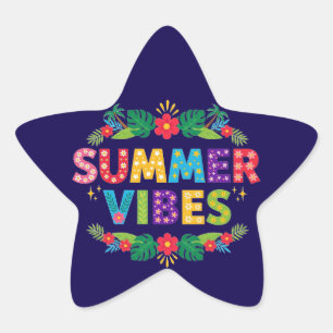Summer Vibes Floral Design-54504 Hoodie Star Sticker