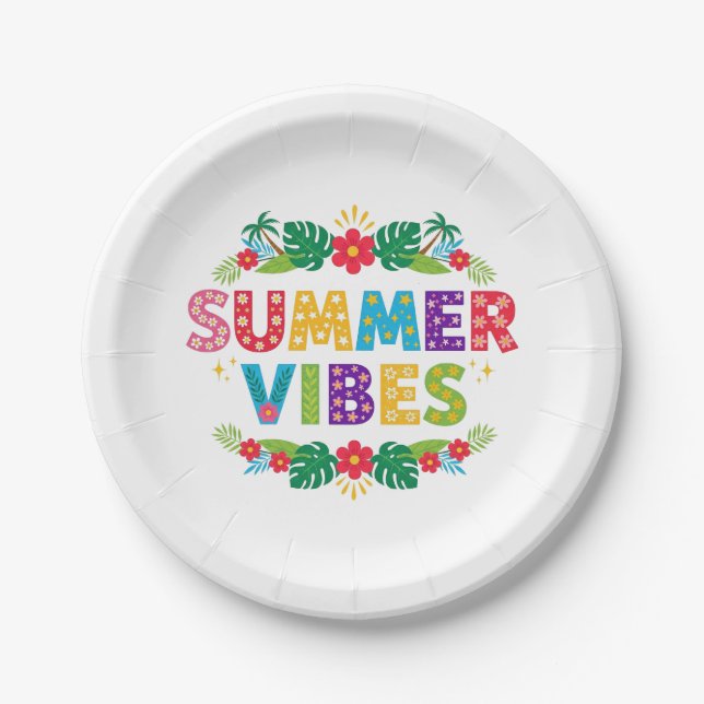 Summer Vibes Floral Design-54504 Paper Plate (Front)