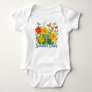 Summer Vibes Floral with Butterflies-64534 Baby Bodysuit