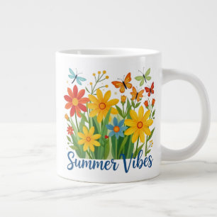 Summer Vibes Floral with Butterflies-64534 Large Coffee Mug