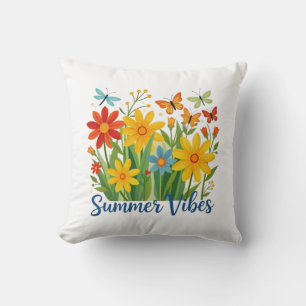 Summer Vibes Floral with Butterflies Cushion