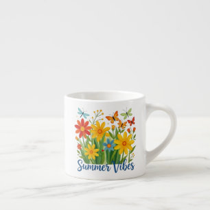 Summer Vibes Floral with Butterflies Espresso Cup