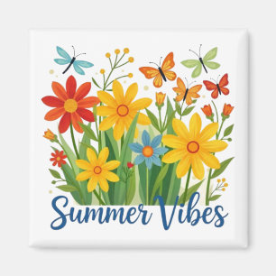 Summer Vibes Floral with Butterflies Magnet