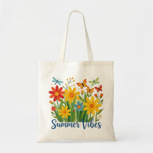 Summer Vibes Floral with Butterflies Tote Bag