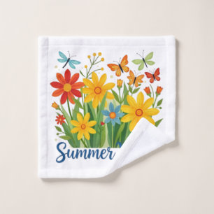 Summer Vibes Floral with Butterflies Wash Cloth