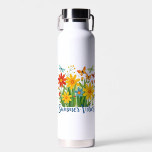 Summer Vibes Floral with Butterflies Water Bottle