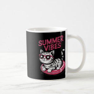 Summer Vibes Funny Cool Cat Pool Float Beach Men W Coffee Mug