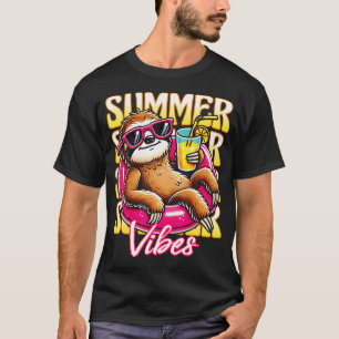 Summer Vibes Funny Sloth Sunglasses Beach Cute T-Shirt