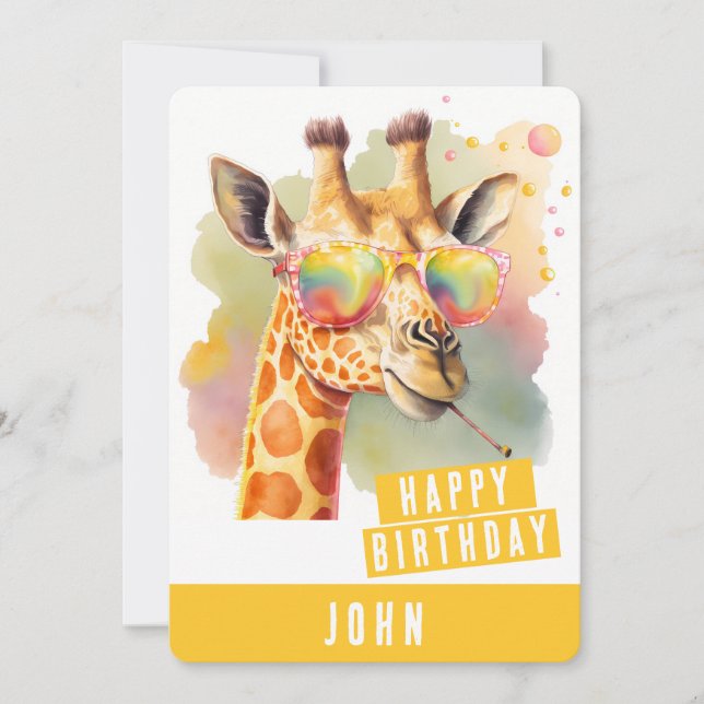 Summer vibes Giraffe Birthday Card (Front)