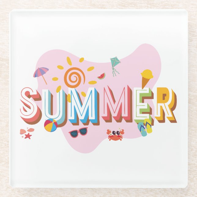 Summer Vibes Glass Coaster (Front)