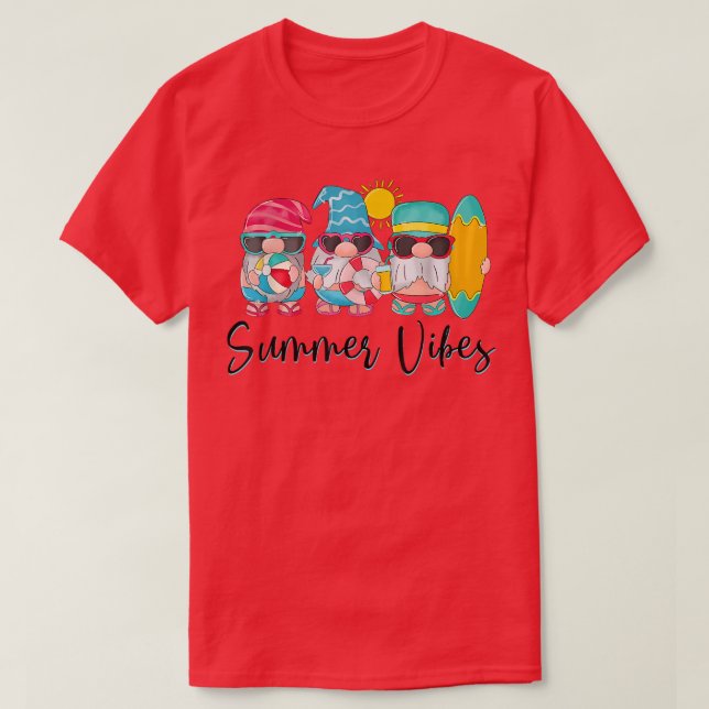 Summer Vibes Gnomes Beach Cute Party Hello Summer  T-Shirt (Design Front)