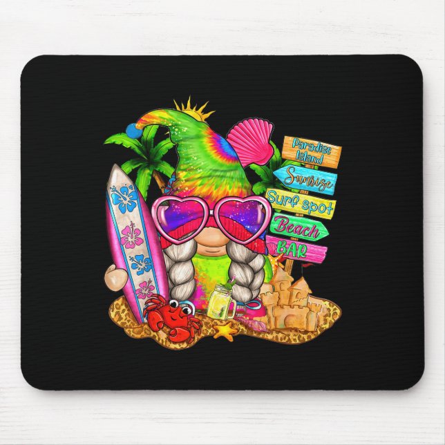 Summer Vibes Gnomes Beach Party Cute Gnome Hello S Mouse Mat (Front)