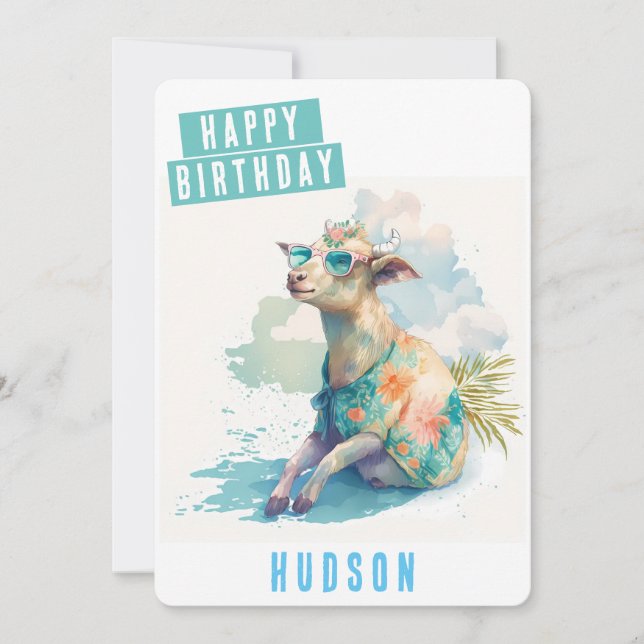 Summer vibes Goat Birthday Card (Front)