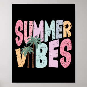 Summer Vibes Hello Summer Vacation Groovy Cruise S Poster