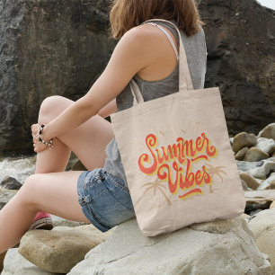 Summer Vibes Hot Red Typography Coconut Birds Tote Bag