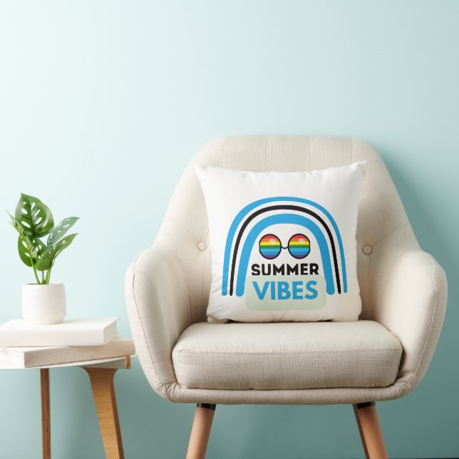Summer Vibes Illustration Typography Cushion (Chair)