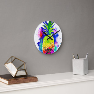 SUMMER VIBES IN WATERCOLOR ROUND CLOCK