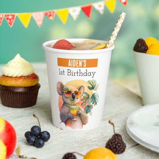 Summer vibes Koala - 1st birthday - Paper Cups (Creator Uploaded)