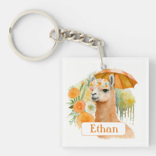 Summer Vibes Llama - Name Key Ring