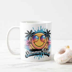 Summer Vibes Mug Neon Smiley Face, Colourful desig