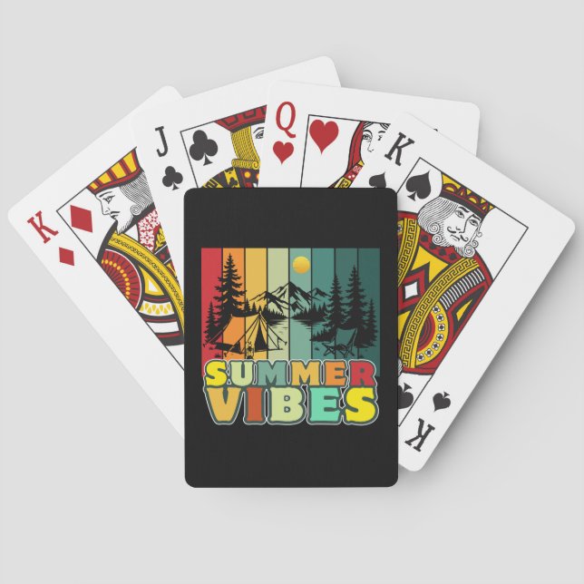 summer vibes nature camping vacation adventure playing cards (Back)