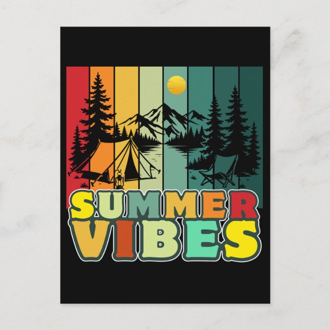 summer vibes nature camping vacation adventure postcard (Front)
