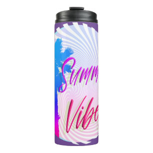 Summer Vibes Neon Palm Tree Beach Lifestyle Thermal Tumbler