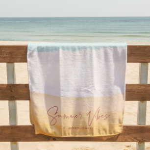 Summer Vibes Ombre Beach Sun & Sand Monogram Towel