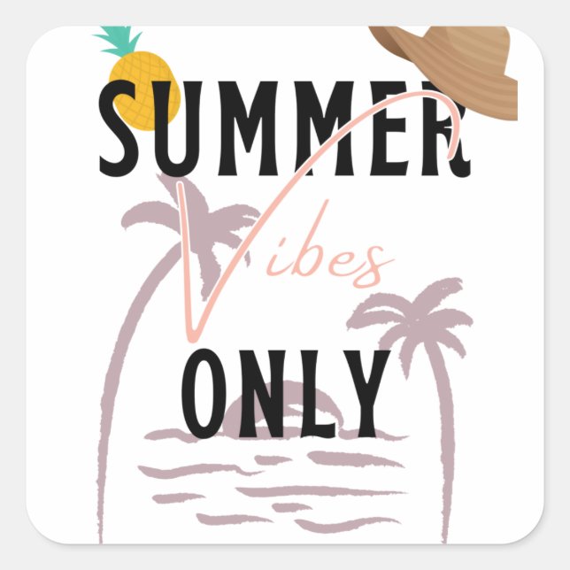 Summer Vibes Only Beach Square Sticker (Front)