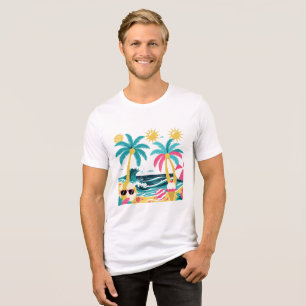 Summer Vibes Only – Colourful Tropical Beach T-Shi Tri-Blend Shirt