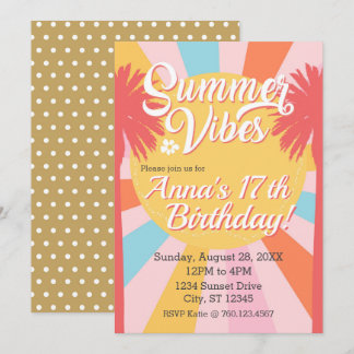 Summer Vibes Palm Birthday Invitation