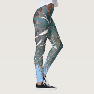 Summer Vibes Palm Tree Leaves Pale Green Leggings