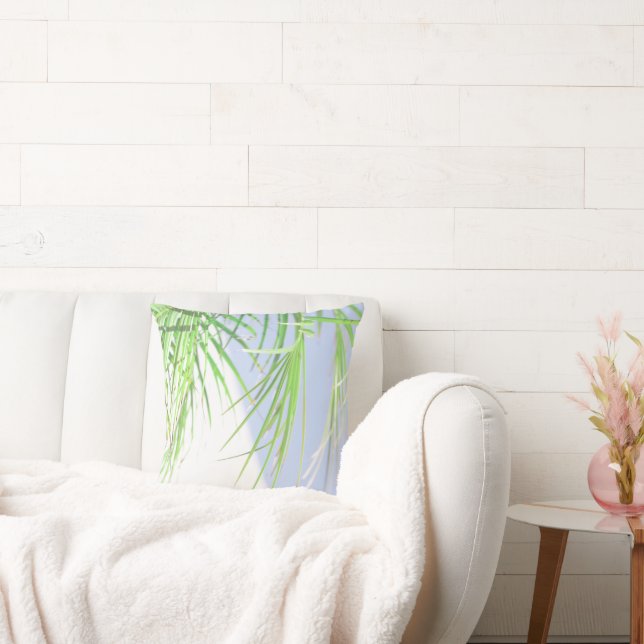 Summer Vibes Palm Tree Leaves Pale Green Pastel Cushion (Couch)