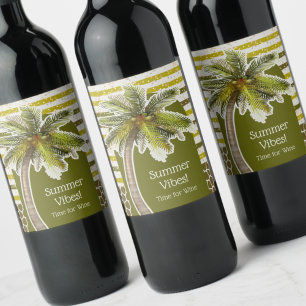 Summer Vibes Palm Tree Wine Label