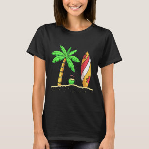 Summer Vibes Palm Trees Surfboard Surfer Coconut S T-Shirt
