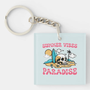 Summer Vibes Paradise - Skull Key Ring