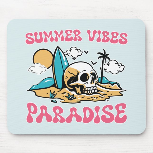Summer Vibes Paradise - Skull Mouse Mat (Front)