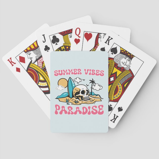 Summer Vibes Paradise - Skull Playing Cards (Back)