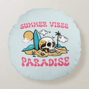 Summer Vibes Paradise - Skull Round Cushion