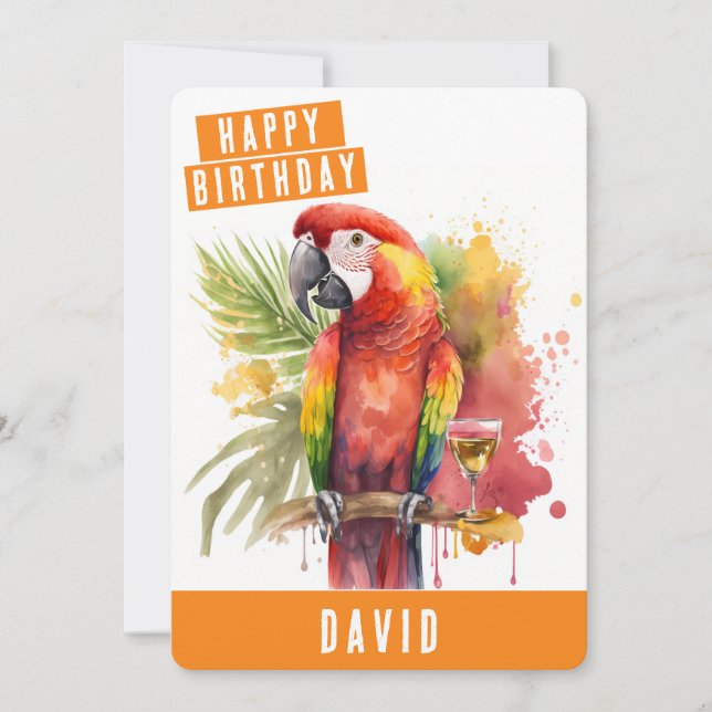 Summer vibes Parrot Birthday Card (Front)