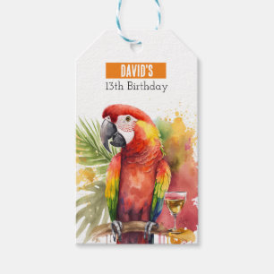 Summer vibes Parrot -  Birthday Party - Gift Tags