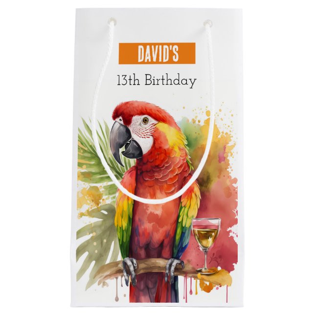 Summer vibes Parrot -  Birthday Party - Small Gift Bag (Front)