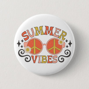 Summer Vibes Peace Sunglasses 6 Cm Round Badge