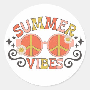 Summer Vibes Peace Sunglasses Classic Round Sticker