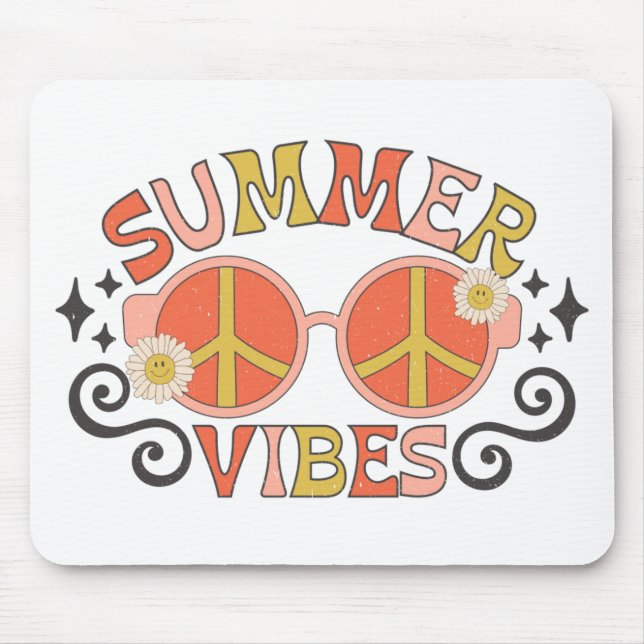 Summer Vibes Peace Sunglasses Mouse Mat (Front)