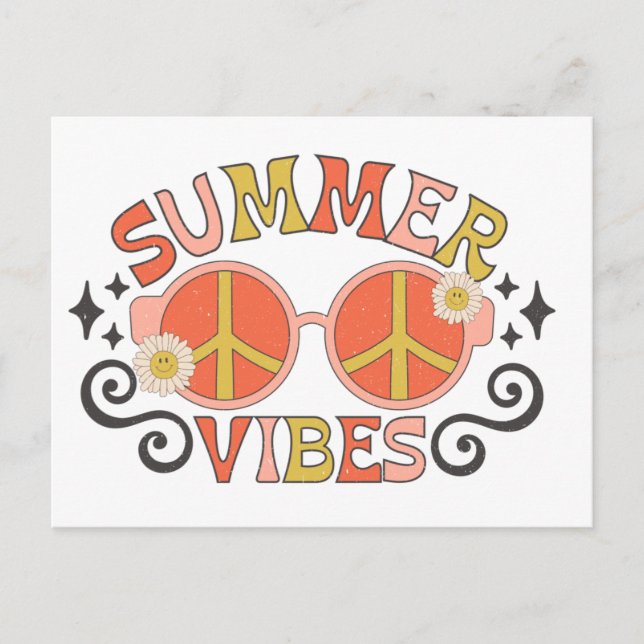 Summer Vibes Peace Sunglasses Postcard (Front)