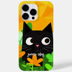 Summer Vibes Personalised Cute Floral Black Cat  Case-Mate iPhone 14 Pro Max Case
