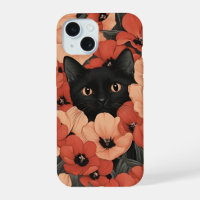 Summer Vibes Personalised Cute Floral Black Cat